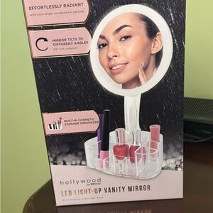 NEW IN BOX - LED Light-Up Vanity Mirror with Makeup Organizer